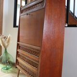 Wood and rattan secretary