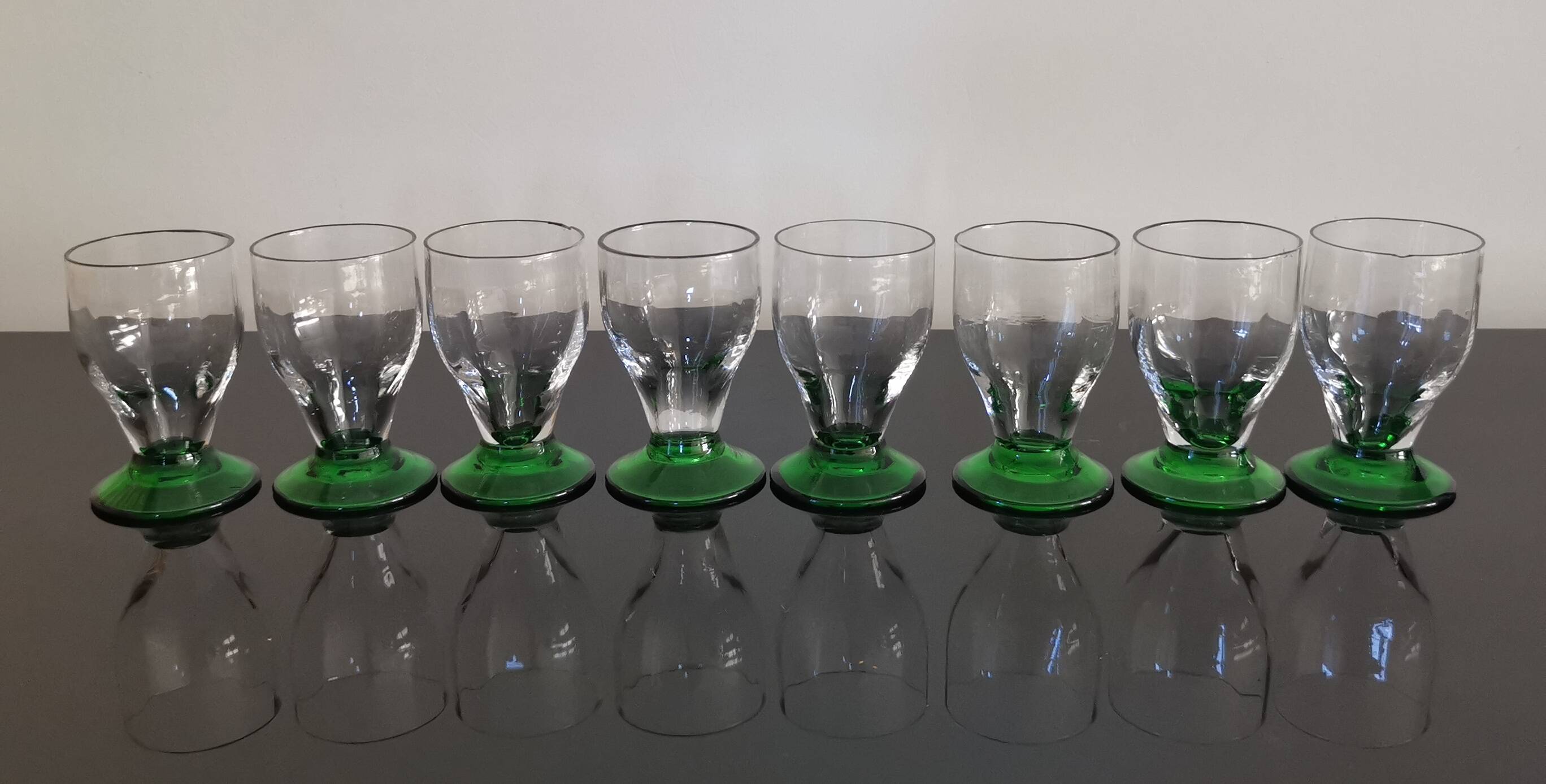 8 old stemmed glasses, 1930s