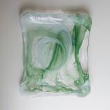 Vintage Murano Glass Tray in Green and White Swirls - Handmade Italian Glass, Mid-Century 1970s