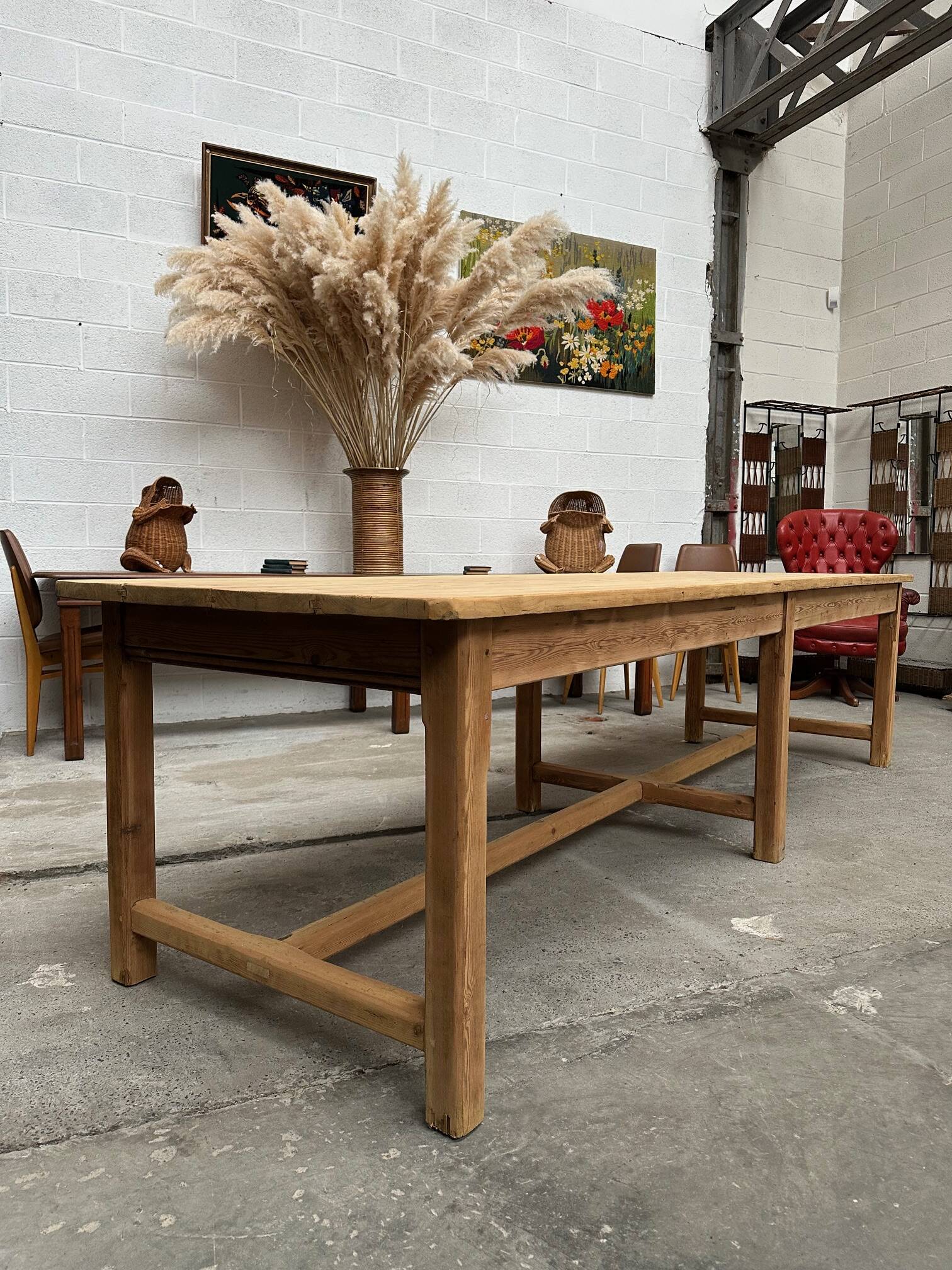 Large 20th century pine community table