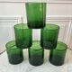 Set of 6 green water glasses bubbled glass  70s