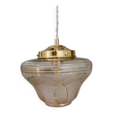 Vintage white and gold art deco globe pendant light