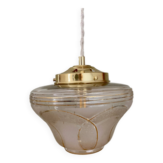 Vintage white and gold art deco globe pendant light