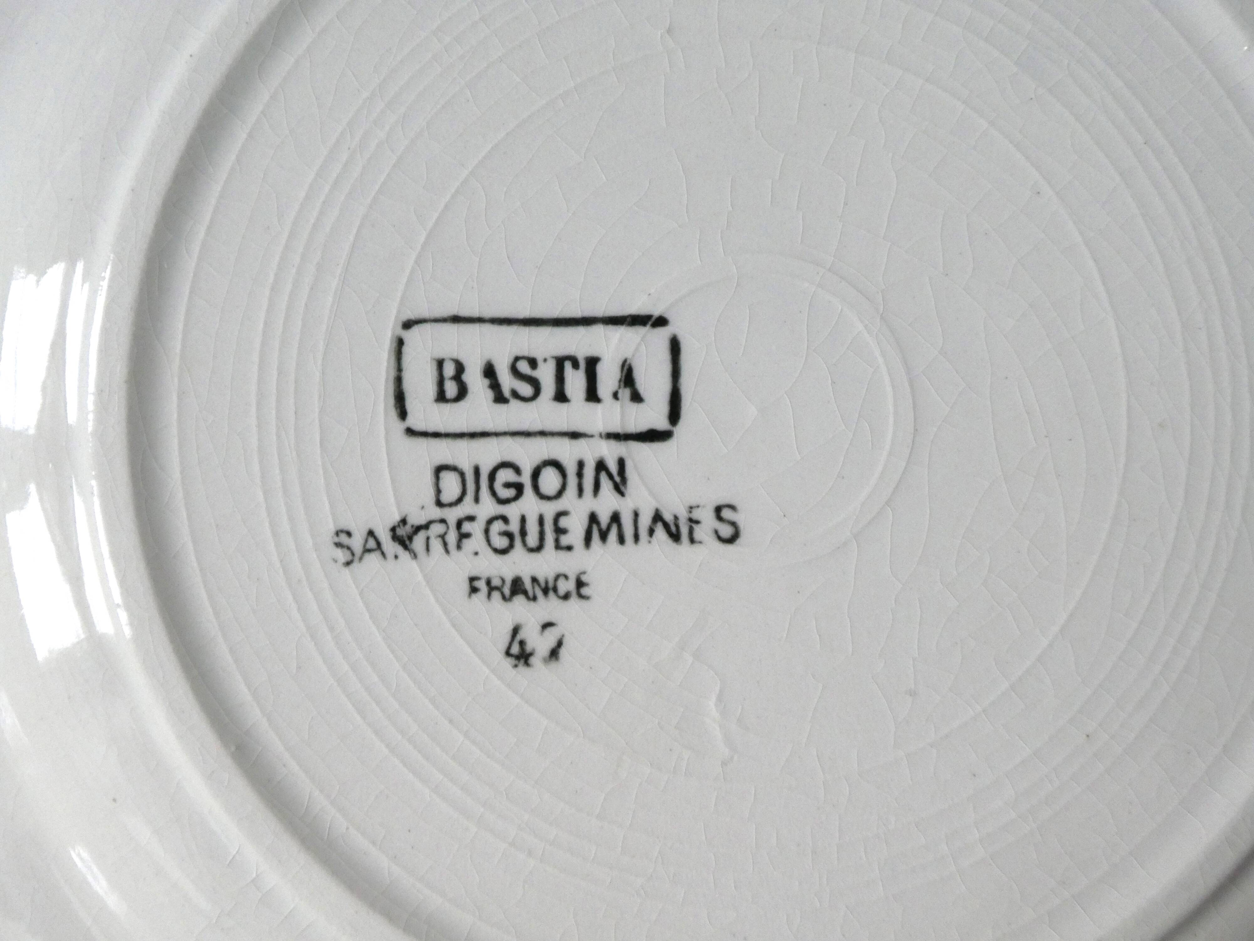 Set of 6 dessert plates Digoin Sarreguemines, Bastia model