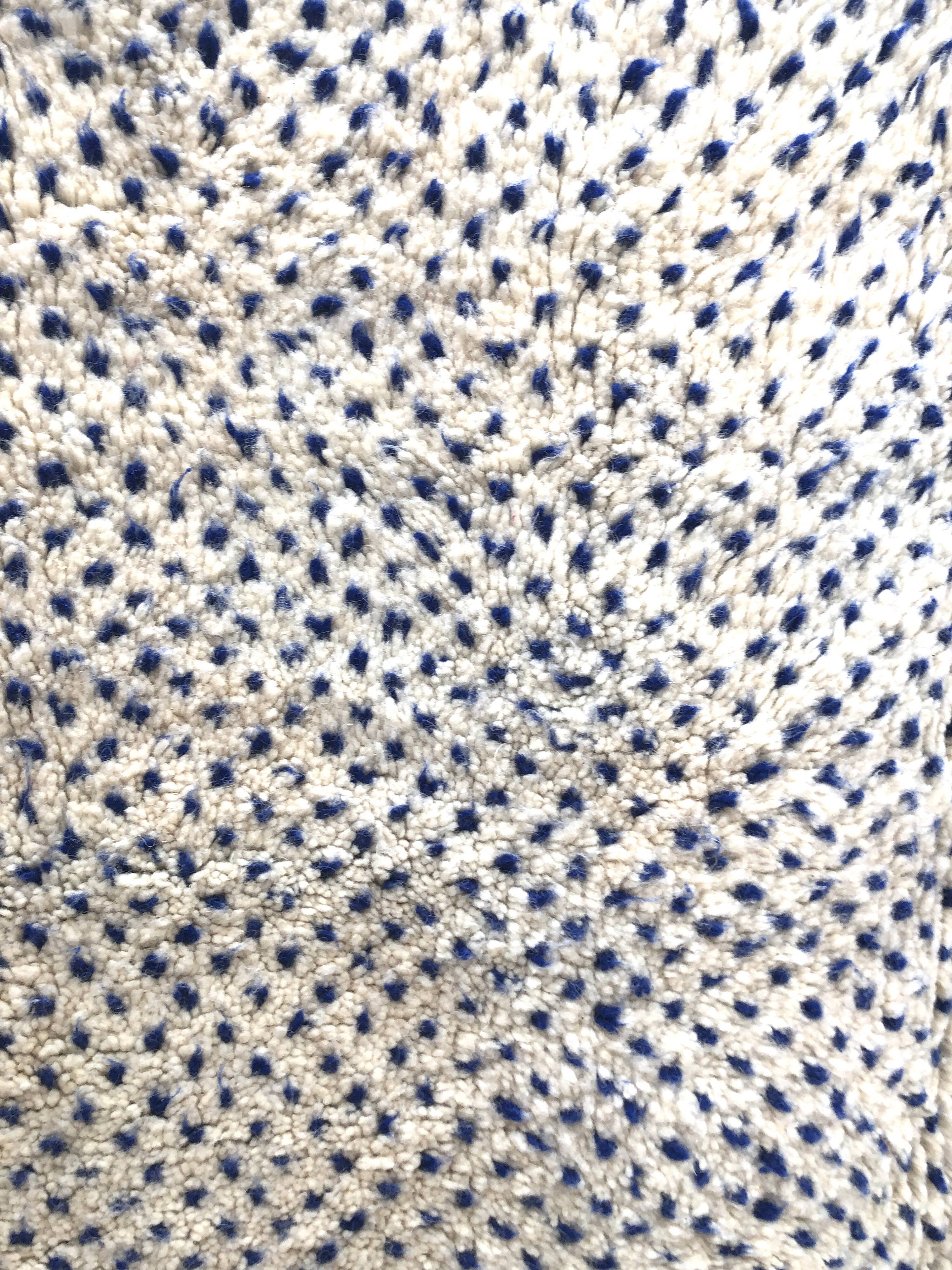 Moroccan Berber carpet Beni Ouarain speckled majorelle blue 3,01x2m