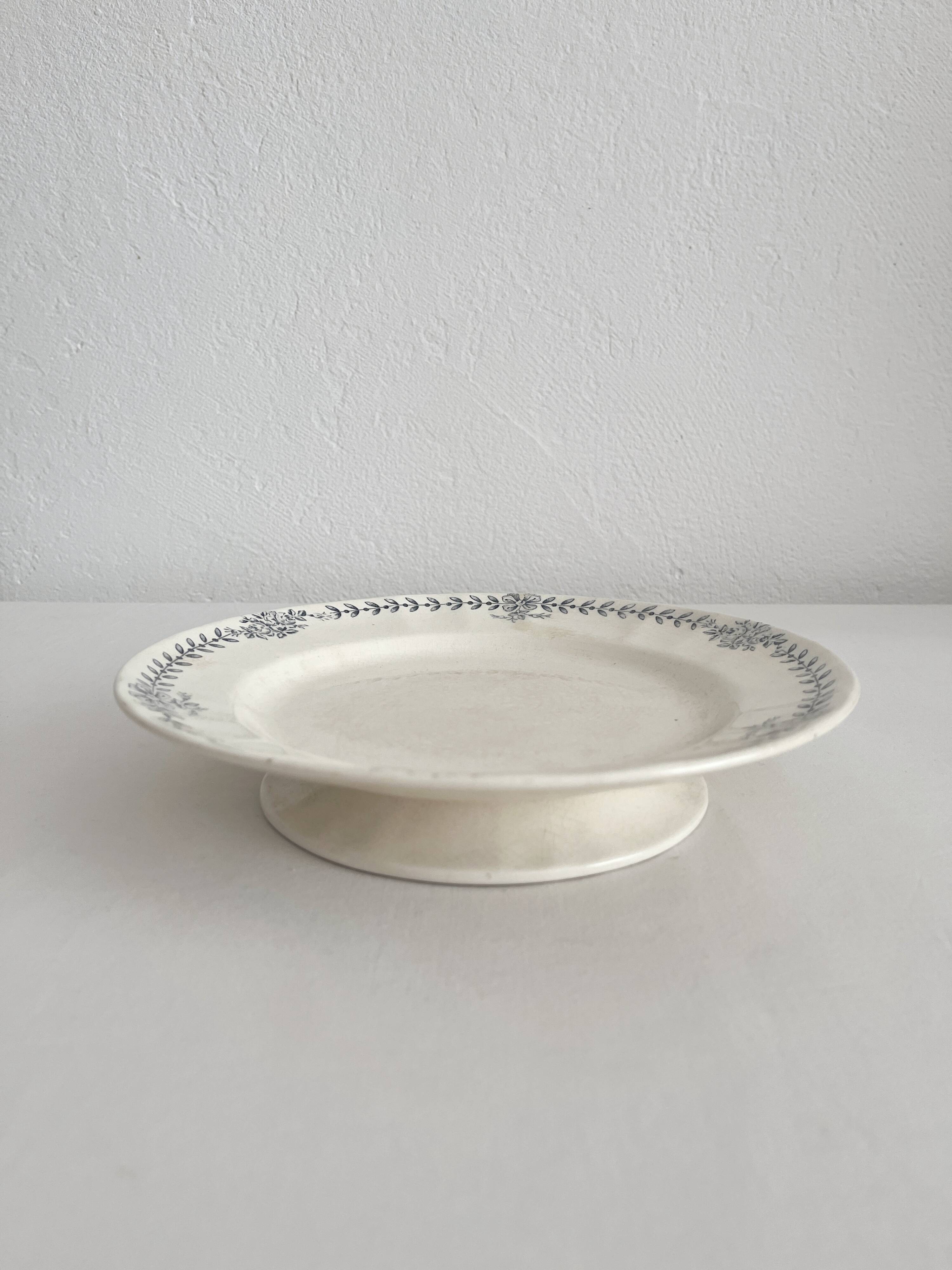 Low ironstone compote dish "Yvonne" Longchamp earthenware