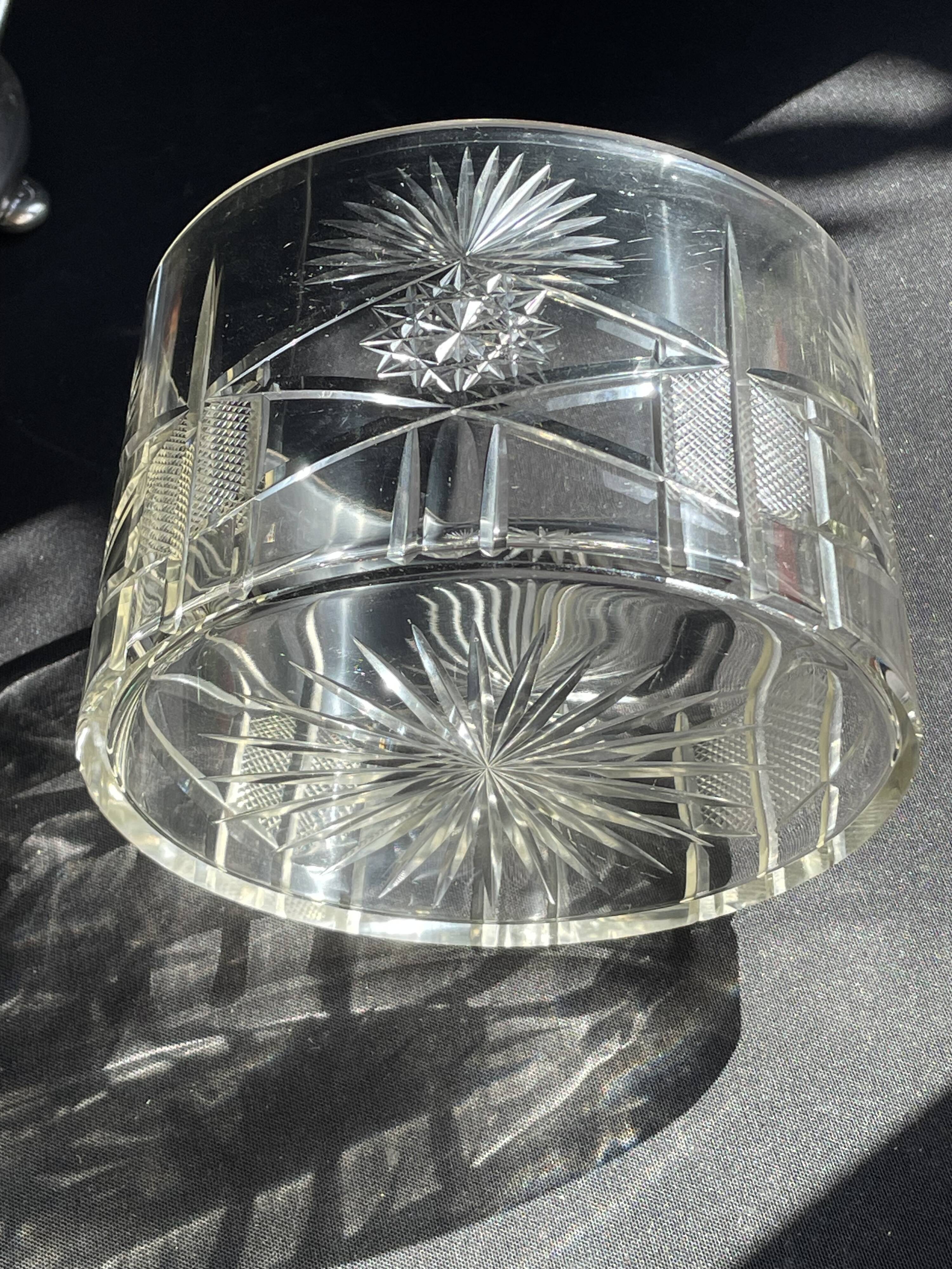 Biscuitier cristal taillé et métal argenté F. W. Quist (1831-1903)