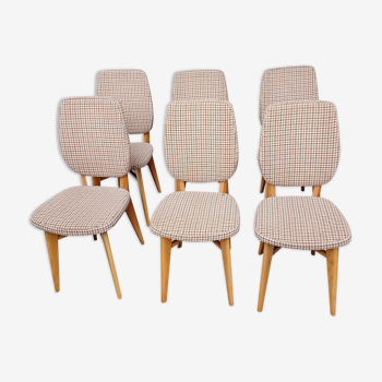 Series of 6 chairs compass feet 1960