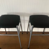 2 stools vintage metal black seat