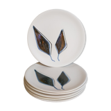 Six ceramic plates with matt enamel 50s