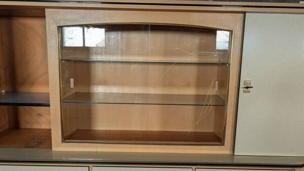 Buffet moderniste formica vert amande & rouge vermillon 50