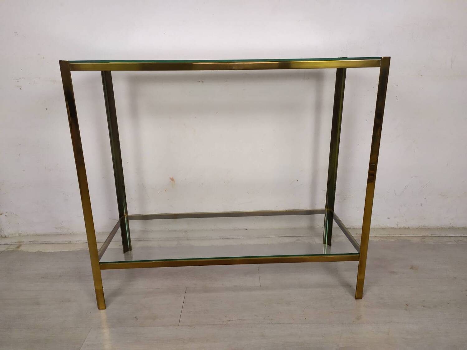 Brass glass console