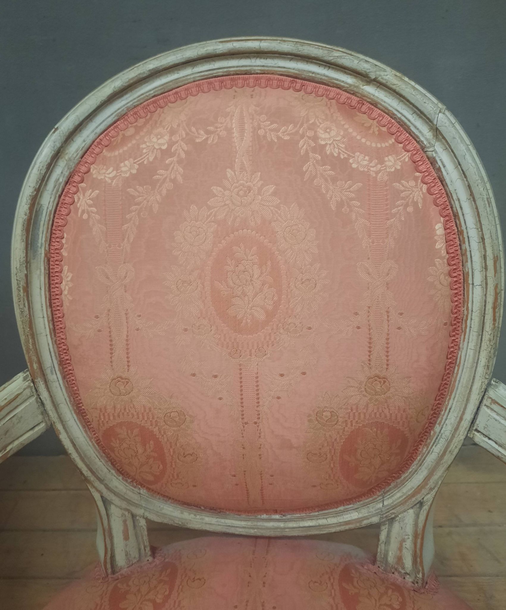 Pair of Louis XVI style medallion armchairs