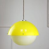 Italian Space Age Yellow Plexiglass Pendant Lamp, 1970s