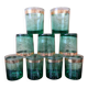 9 verres à apéritif vert émeraude et doré Luminarc France