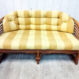 Bench and its bamboo and rattan armchair