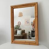 Miroir vintage en bambou années 60 65*45cm