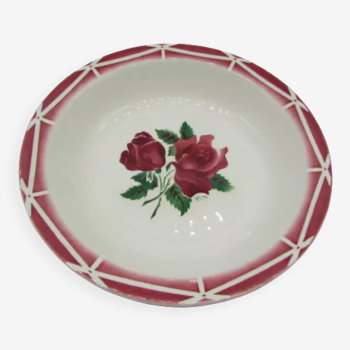 Plat creux saladier Digoin Sarreguemines Cibon décor de roses