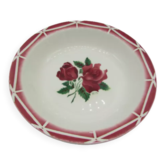 Plat creux saladier Digoin Sarreguemines Cibon décor de roses