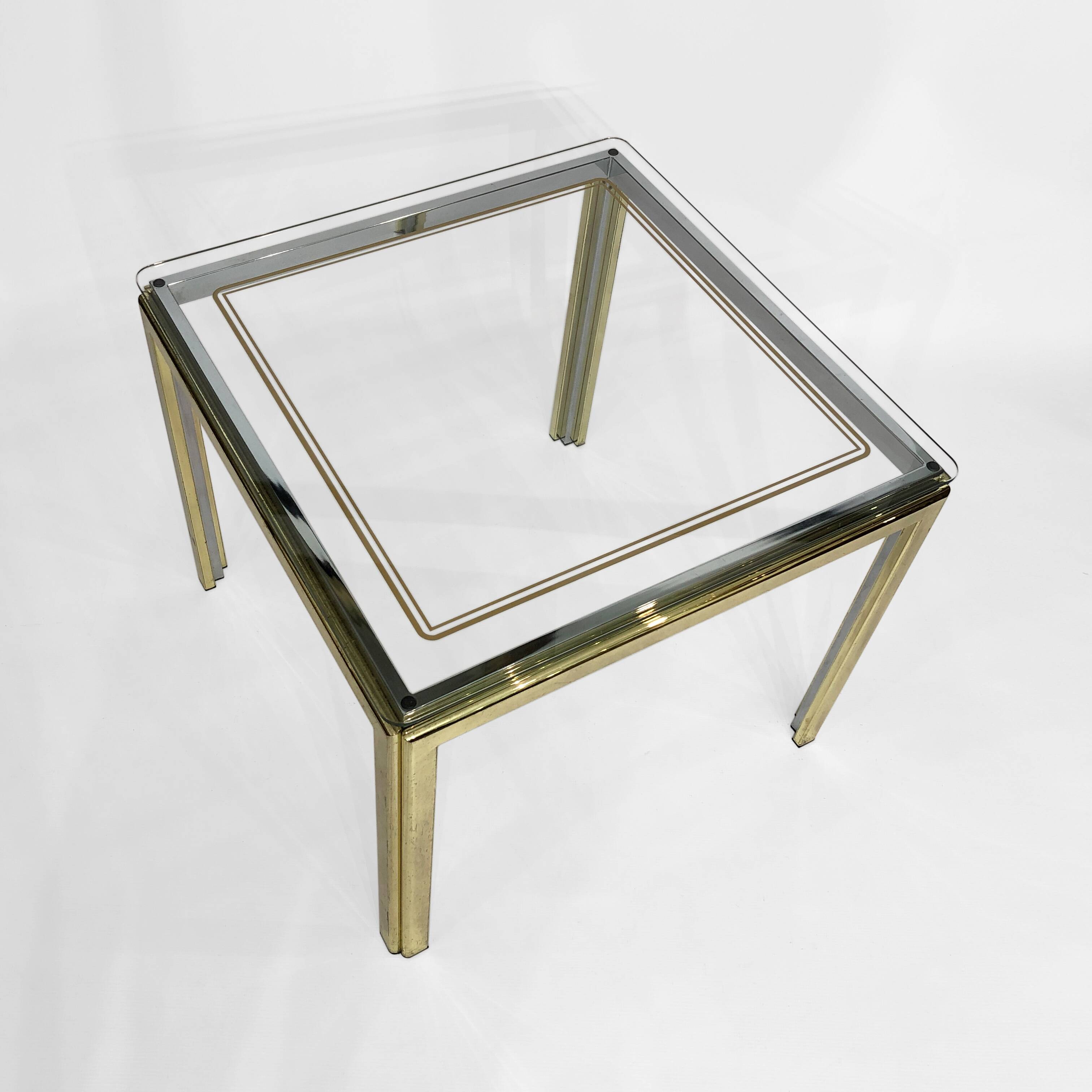 1970s Brass And Chrome Side Tables Renato Zevi Glass