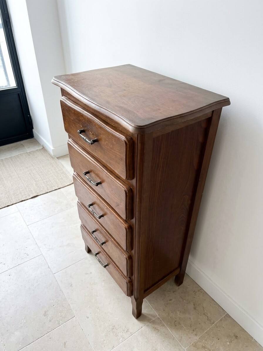 Chiffonnier classique 5 tiroirs en bois