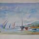 French school 20th century d martine: sailboats on the sea, watercolor