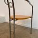 4 old metal chairs with wooden seats, Italian design, postmodern 80s