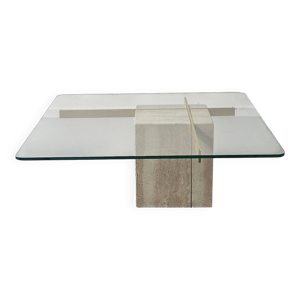 Table basse vintage en - travertin