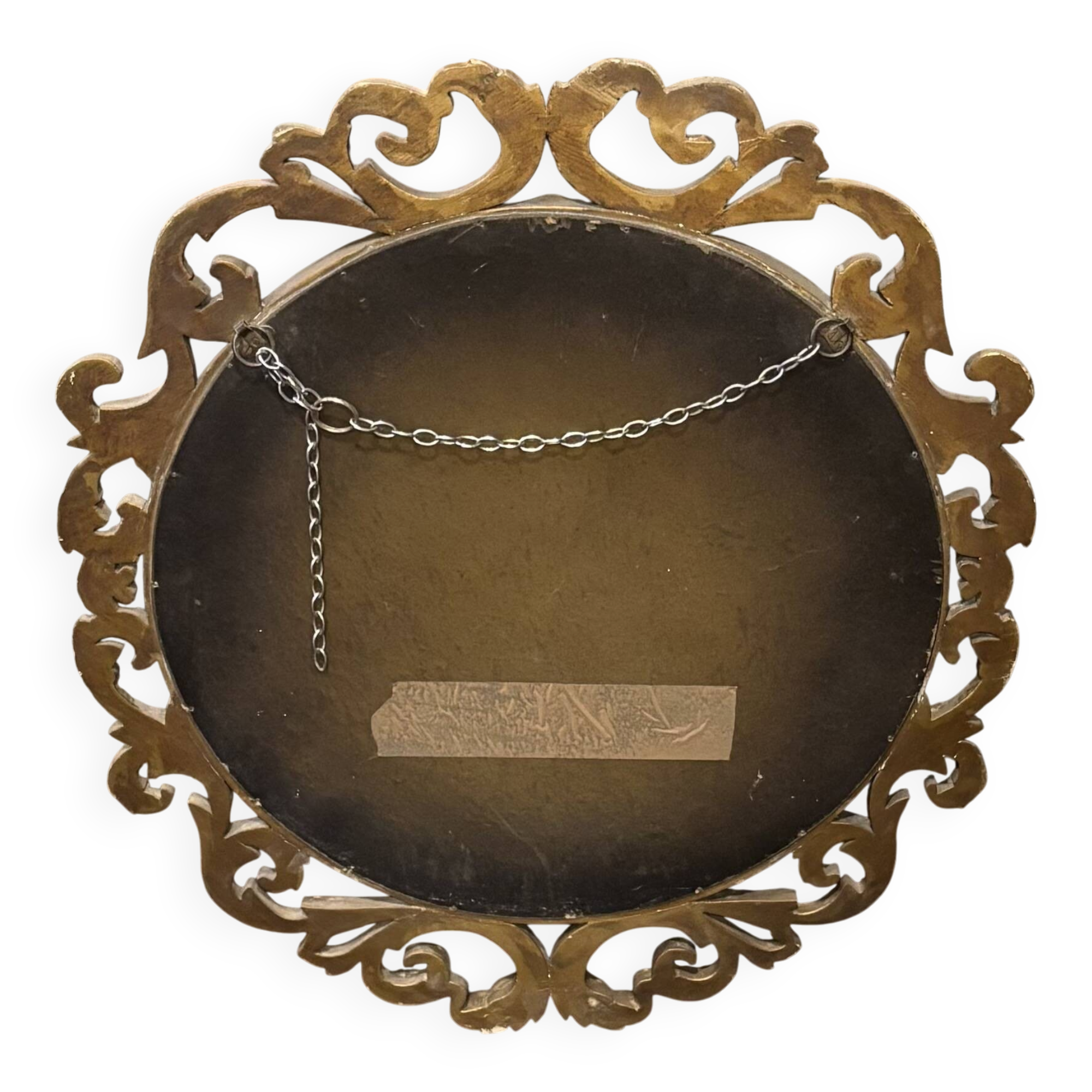 Vintage Round Wall Mirror Ornate Gold Rococo – Elegant 20th Century Piece