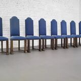 Set of 8 wooden and fabric chairs