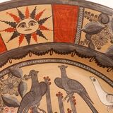 Vintage Mexican Hand Painted Terracotta Wall Plate - Amado Galvan - 1970s