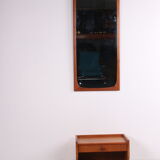 Teak wooden Corridor set mirror with floating chest of drawers 1960s