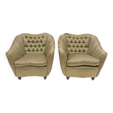 Pair of Gio Ponti style Mid-Century Modern Curved Armchairs, 1940s