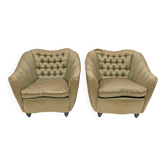 Pair of Gio Ponti style Mid-Century Modern Curved Armchairs, 1940s