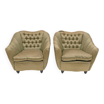 Pair of Gio Ponti style Mid-Century Modern Curved Armchairs, 1940s