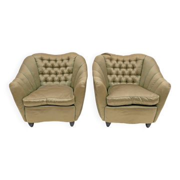 Paire de fauteuils courbés modernes Gio Ponti du milieu du siècle pour Casa e Giardino, 1940s