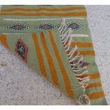 Tapis vert kilim multicolore fait main en pure laine 65x105cm
