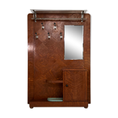 Art Deco entrance coat rack in wood, metal and mirror