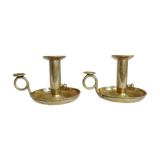 Paire de bougeoirs anciens en laiton