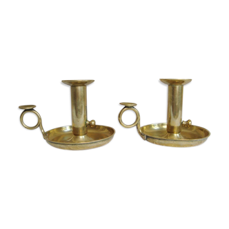 Paire de bougeoirs anciens en laiton