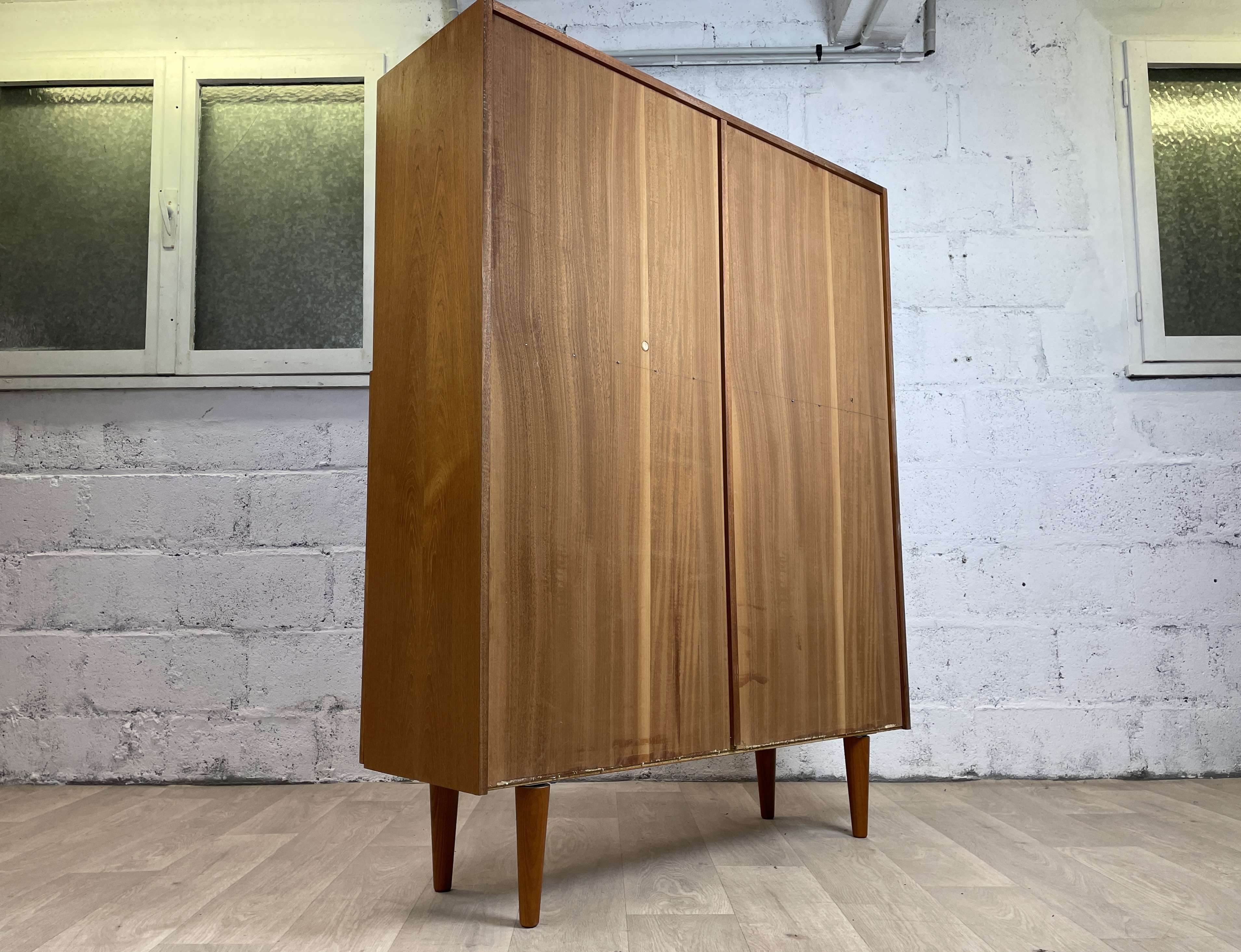 Large vintage Scandinavian teak bookcase, 60s