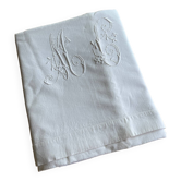 Large antique monogrammed flat sheet