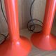 Pair of Lita metal orange pendant lights from the 70s Space Age.