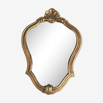 Mirror gold wood shell 32x22cm