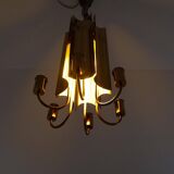 Modern mid-century brass chandelier Reflex Pierre Forssell Skultuna, Sweden