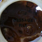 Signed ceramic mustard pot in the shape of a cep