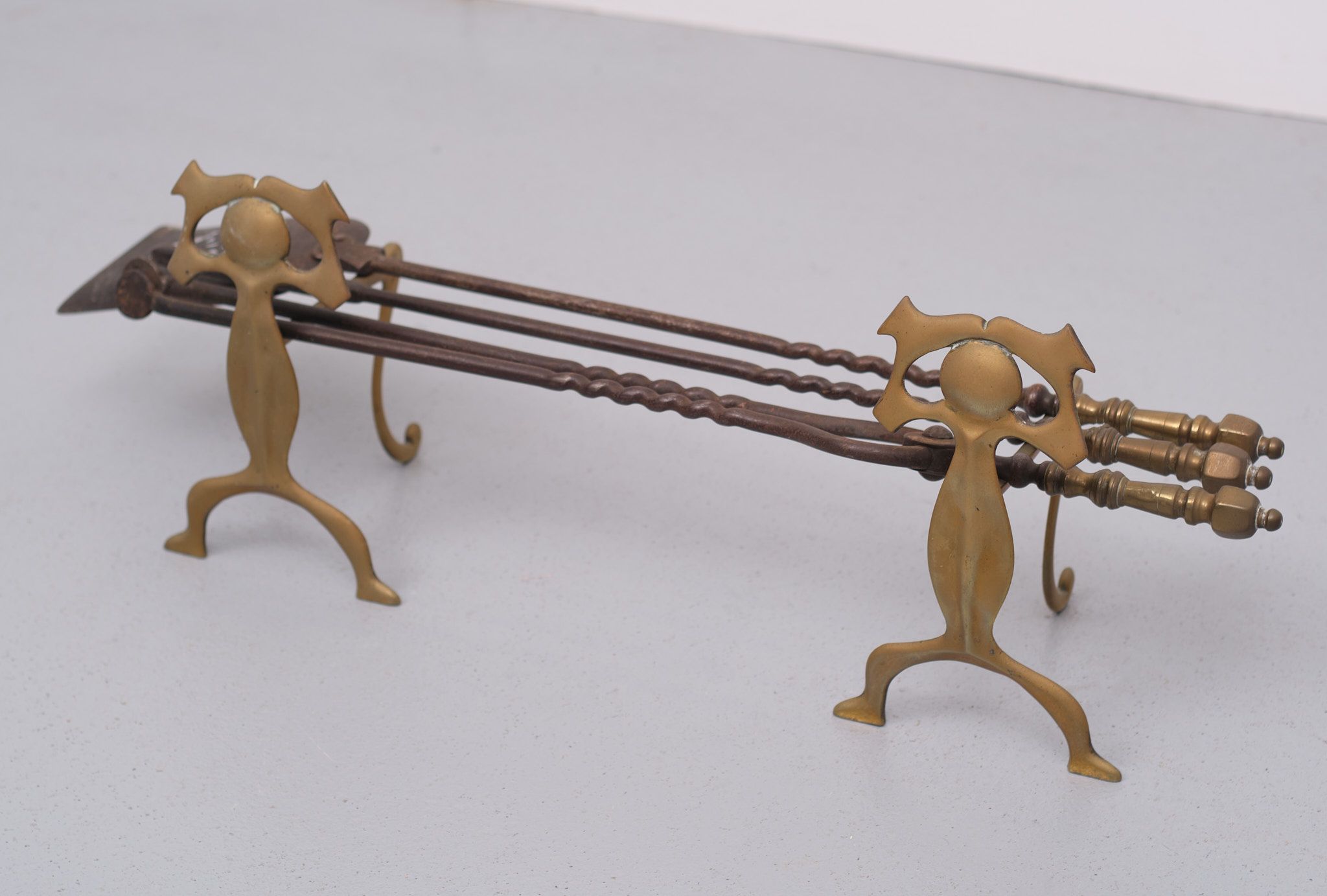 19 Century, Brass Fire Place Tools, Dutch