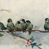 Watercolor early twentieth, "on a cherry branch"