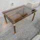 Table basse vintage laiton et verre fumé marron