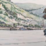 André Duculty (1912-1990) Watercolor on paper "Les Andelys (Normandy)" Signed lower right